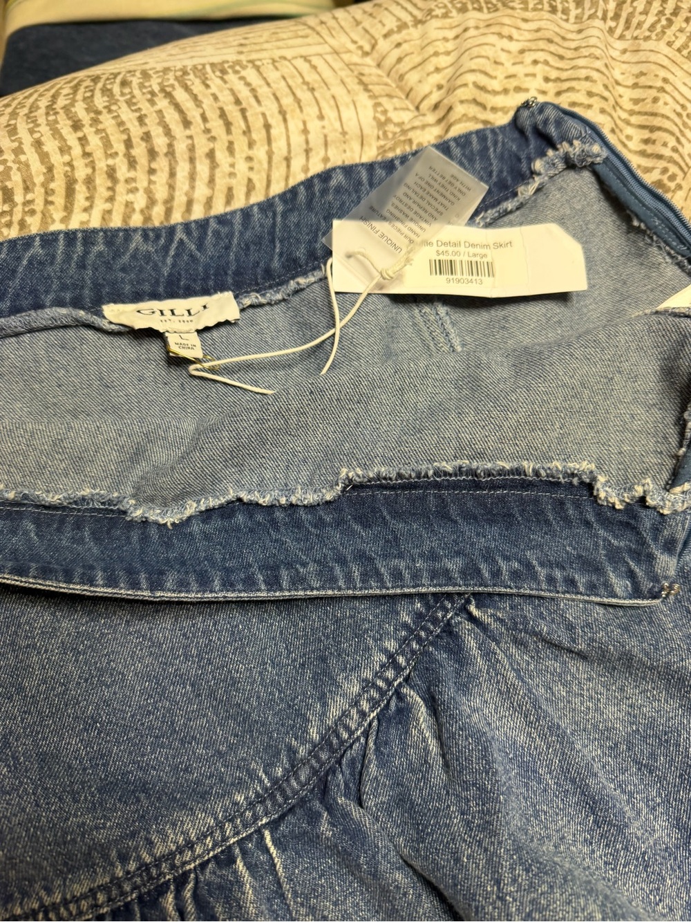 Gilli Asymmetrical Ruffle Denim Skirt - Blue - Picture 3 of 7